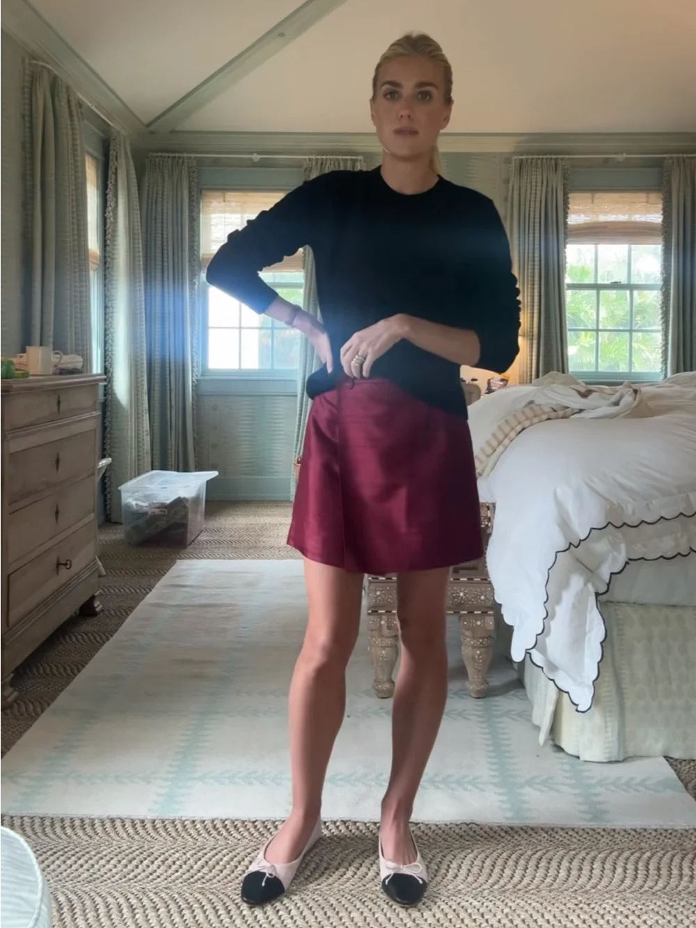 NWT Julia Amory Mini Park Avenue Skirt - Burgundy Dupioni Large